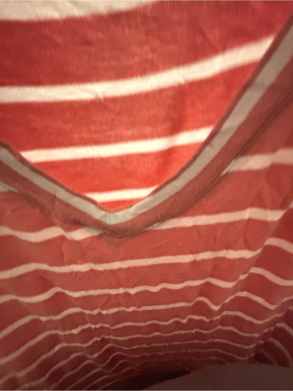 Zenana Outfitters Coral and White Striped V-Neck Tunic - Picture 4 of 4